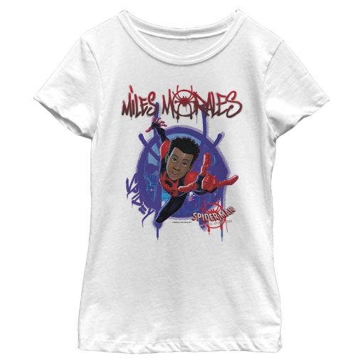 Girl’s Marvel Spider-Man Into the Spider-Verse Miles Morales Splat T-Shirt