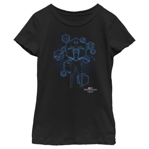 Girl’s Marvel Spider-Man No Way Home Black Suit Blueprint T-Shirt