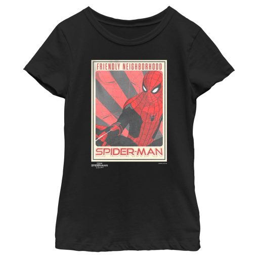 Girl’s Marvel Spider-Man No Way Home Friendly Neighborhood Poster T-Shirt