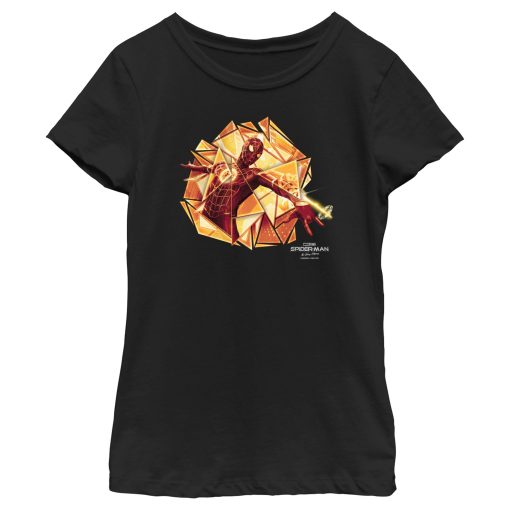 Girl’s Marvel Spider-Man No Way Home Gold Web Shot T-Shirt