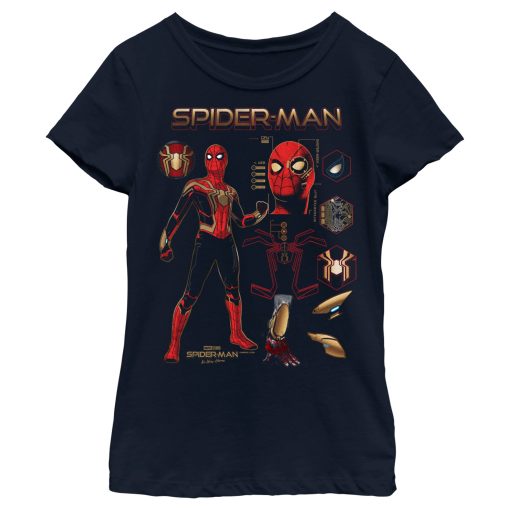 Girl’s Marvel Spider-Man No Way Home Iron Suit Gear T-Shirt