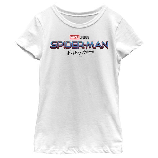 Girl’s Marvel Spider-Man No Way Home Logo White T-Shirt