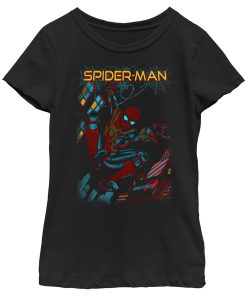 Girl’s Marvel Spider-Man No Way Home Slinging Cover T-Shirt