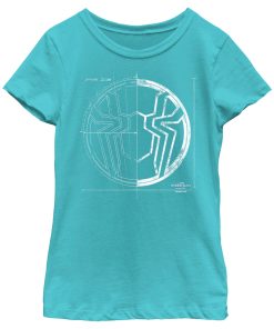 Girl’s Marvel Spider-Man No Way Home Spider Icon Blueprint T-Shirt