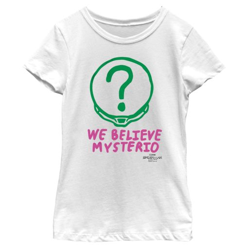 Girl’s Marvel Spider-Man No Way Home We Believe Mysterio Pink and Green T-Shirt