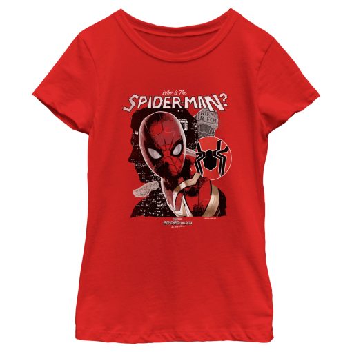 Girl’s Marvel Spider-Man No Way Home Who is the Spider-Man T-Shirt