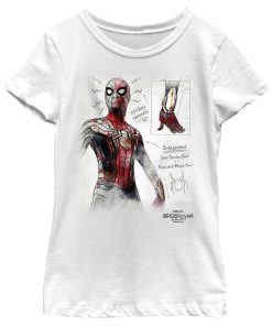 Girl’s Marvel Spider-Man Now Way Home Integrated Suit Sketch T-Shirt