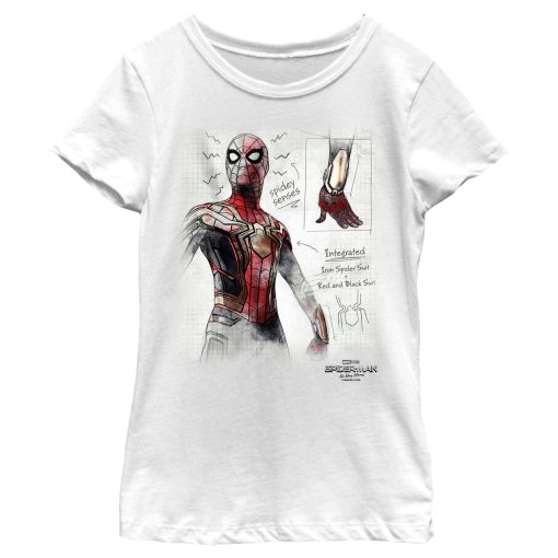 Girl’s Marvel Spider-Man Now Way Home Integrated Suit Sketch T-Shirt