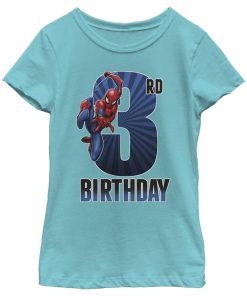 Girl’s Marvel Spider-Man Swinging 3rd Birthday T-Shirt