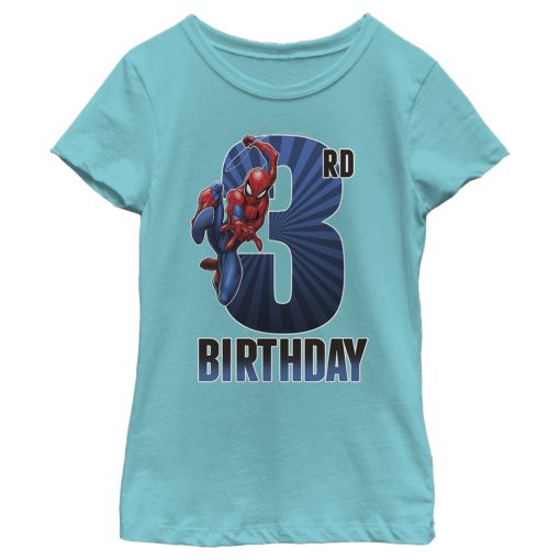 Girl’s Marvel Spider-Man Swinging 3rd Birthday T-Shirt