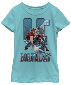 Girl’s Marvel Thor Hammer 4th Birthday T-Shirt