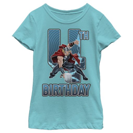 Girl’s Marvel Thor Hammer 4th Birthday T-Shirt