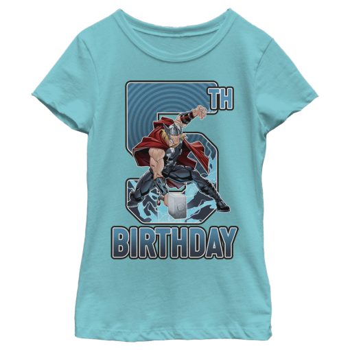 Girl’s Marvel Thor Hammer 5th Birthday T-Shirt