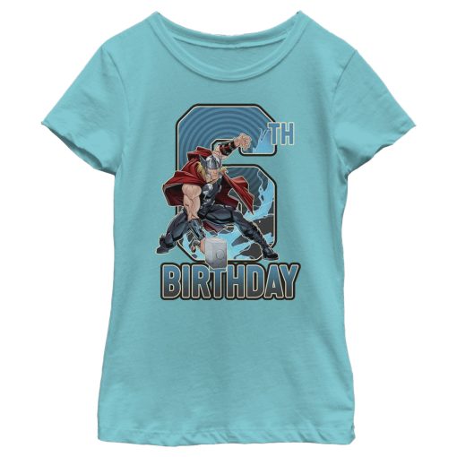 Girl’s Marvel Thor Hammer 6th Birthday T-Shirt