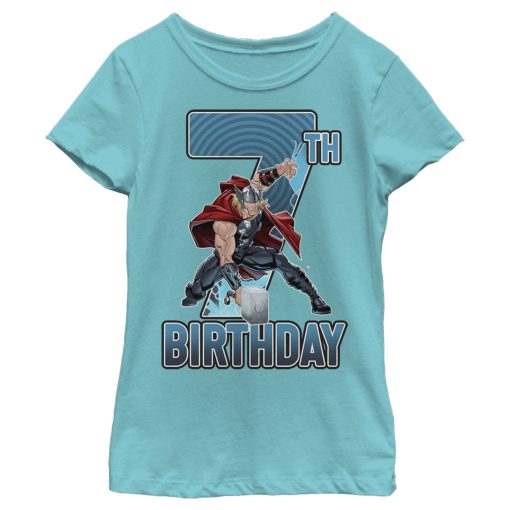 Girl’s Marvel Thor Hammer 7th Birthday T-Shirt