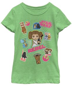 Girl’s Star Wars Cute Sticker Cartoons T-Shirt