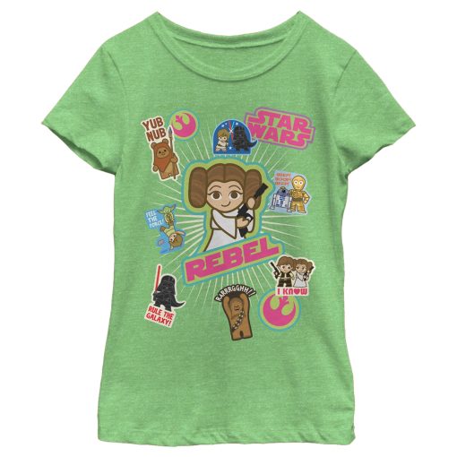 Girl’s Star Wars Cute Sticker Cartoons T-Shirt