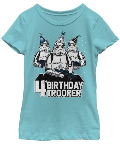 Girl’s Star Wars Stormtrooper Party Hats Trio 4th Birthday Trooper T-Shirt