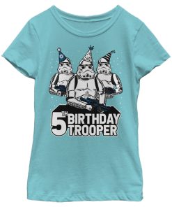 Girl’s Star Wars Stormtrooper Party Hats Trio 5th Birthday Trooper T-Shirt