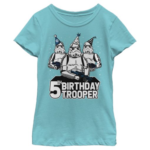 Girl’s Star Wars Stormtrooper Party Hats Trio 5th Birthday Trooper T-Shirt