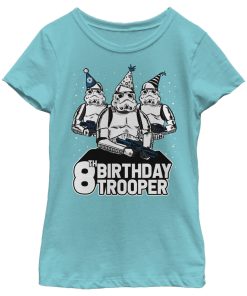 Girl’s Star Wars Stormtrooper Party Hats Trio 8th Birthday Trooper T-Shirt