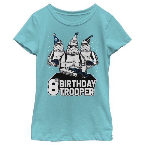 Girl’s Star Wars Stormtrooper Party Hats Trio 8th Birthday Trooper T-Shirt