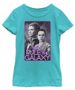 Girl’s Star Wars The Force Awakens Leia and Rey Rule the Galaxy T-Shirt