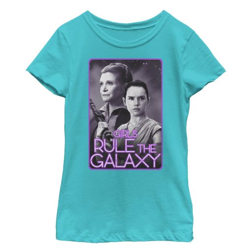 Girl’s Star Wars The Force Awakens Leia and Rey Rule the Galaxy T-Shirt