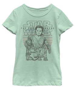 Girl’s Star Wars The Force Awakens Rey and Droid Adventure T-Shirt