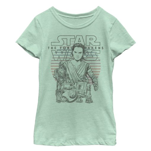 Girl’s Star Wars The Force Awakens Rey and Droid Adventure T-Shirt