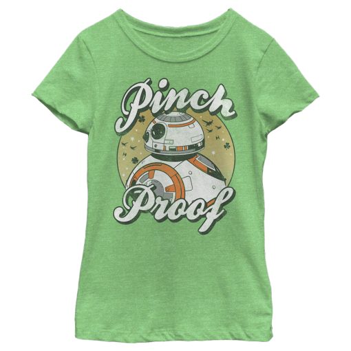 Girl’s Star Wars The Last Jedi BB-8 St. Patrick’s Day Pinch Proof T-Shirt