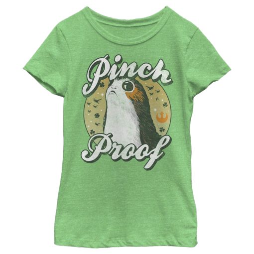 Girl’s Star Wars The Last Jedi Porg St. Patrick’s Day Pinch Proof T-Shirt