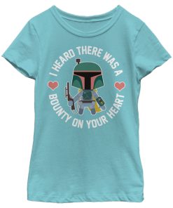 Girl’s Star Wars Valentine’s Day Boba Fett Bounty on Heart T-Shirt