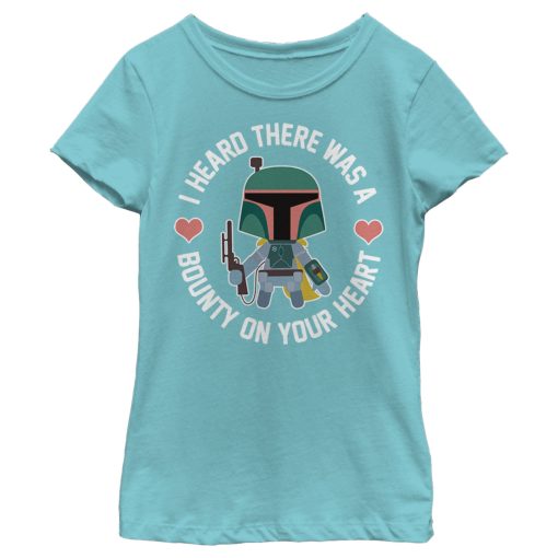 Girl’s Star Wars Valentine’s Day Boba Fett Bounty on Heart T-Shirt