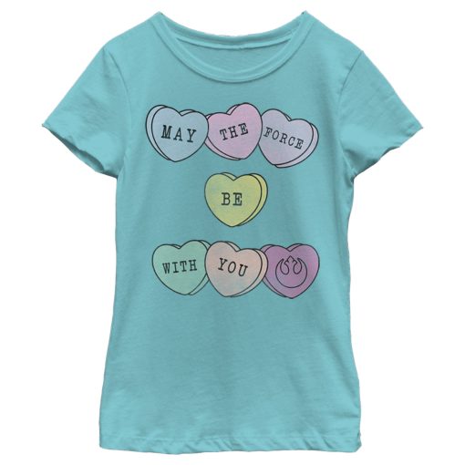 Girl’s Star Wars Valentine’s Day May Force Candy Heart T-Shirt