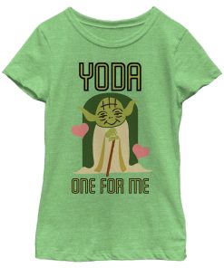 Girl’s Star Wars Valentine’s Day Yoda One for Me T-Shirt