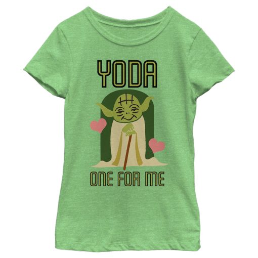 Girl’s Star Wars Valentine’s Day Yoda One for Me T-Shirt