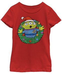 Girl’s Toy Story Christmas Alien Wreath T-Shirt