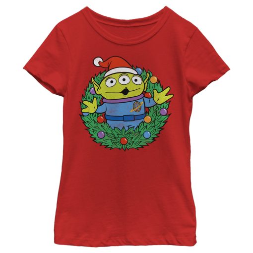 Girl’s Toy Story Christmas Alien Wreath T-Shirt