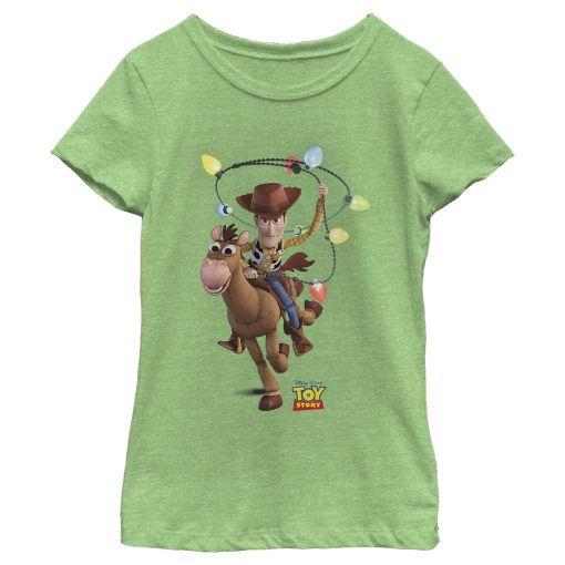 Girl’s Toy Story Christmas Light Woody Lasso T-Shirt