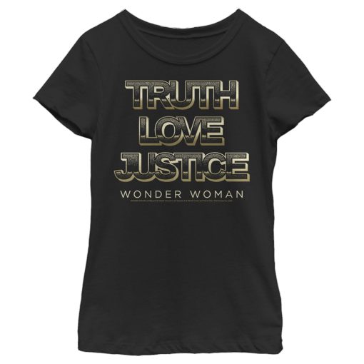 Girl’s Wonder Woman 1984 Golden Truth Love Justice T-Shirt