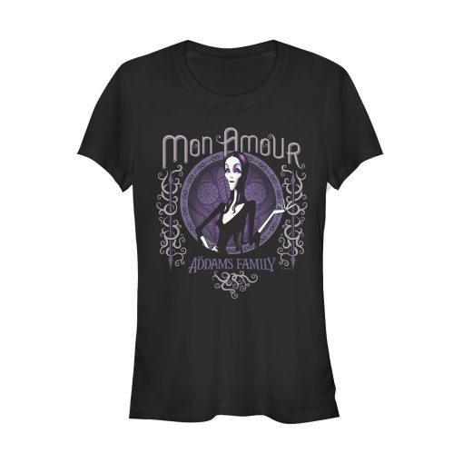 Junior’s Addams Family Morticia Mon Amour Portrait T-Shirt