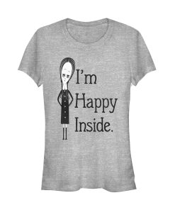 Junior’s Addams Family Wednesday Happy Inside T-Shirt