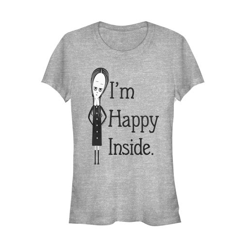 Junior’s Addams Family Wednesday Happy Inside T-Shirt