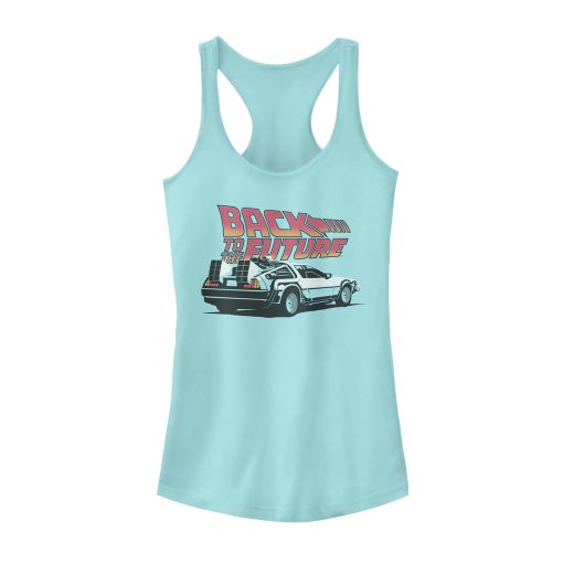 Junior’s Back to the Future DeLorean Bold Cartoon Racerback Tank Top