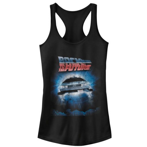 Junior’s Back to the Future Retro DeLorean Poster Racerback Tank Top