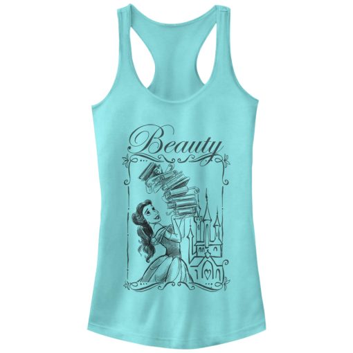 Junior’s Beauty and the Beast Belle Book Tower Racerback Tank Top