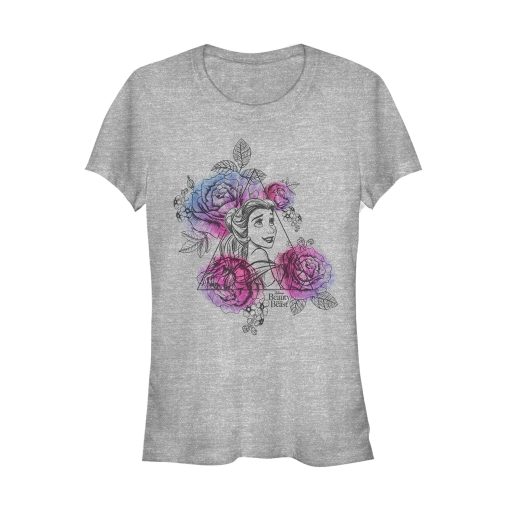 Junior’s Beauty and the Beast Belle Floral Triangle T-Shirt