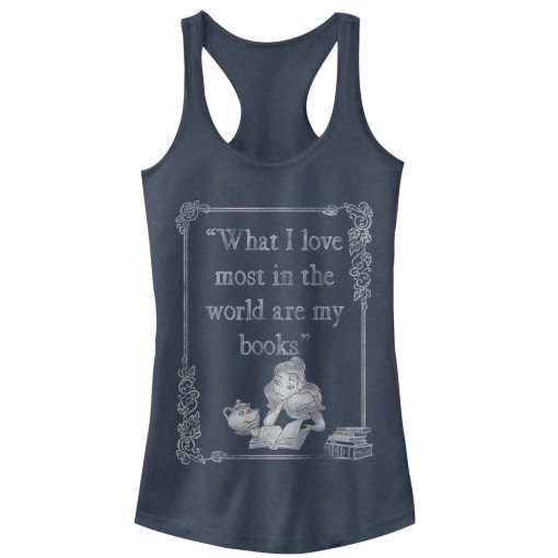 Junior’s Beauty and the Beast Belle Loves Books Racerback Tank Top