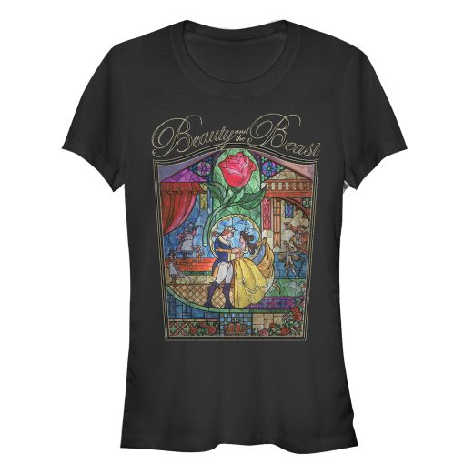 Junior’s Beauty and the Beast Glass Window T-Shirt